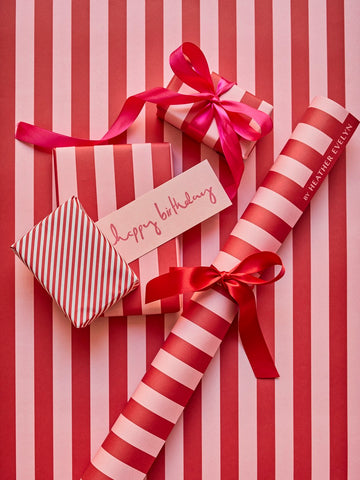 Classic Stripe Red & Pink Gift Wrap