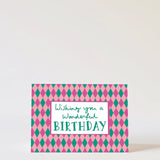 Wonderful Birthday Harlequin Card