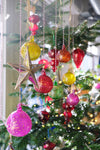 Round Glass Bauble with Starburst - Varied Colours