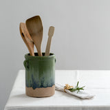 Jar with handles Blue/Green dipped
