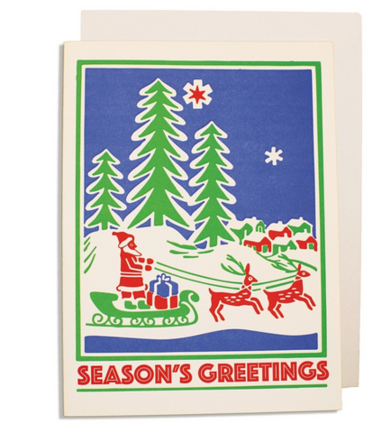 Santa with Sleigh Christmas Card