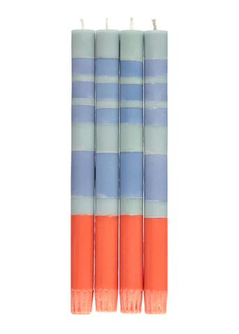 Striped Opaline, Pompadour & Rust Eco Dinner Candles