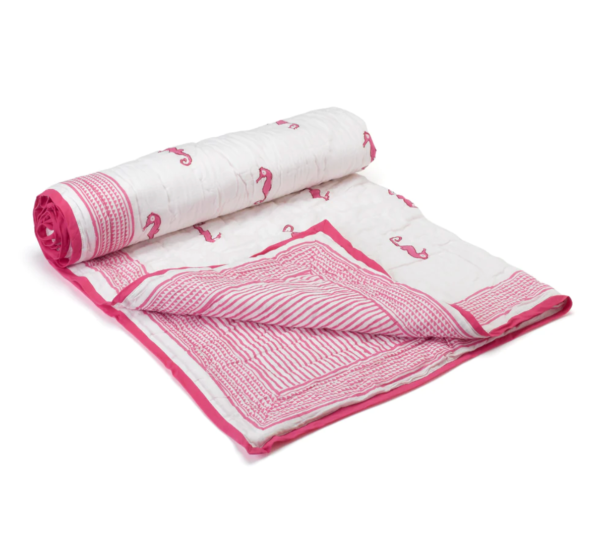 Sea Horse Quilted Blanket - Pink