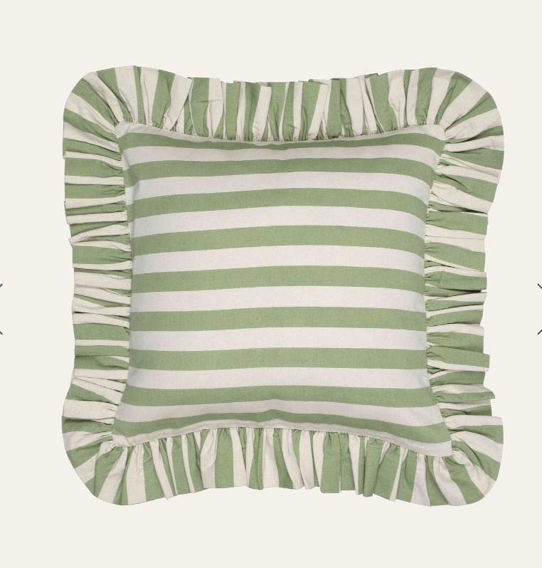 Striped Cushion - Olive Green