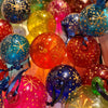 Round Glass Bauble with Starburst - Varied Colours
