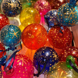Round Glass Bauble with Starburst - Varied Colours