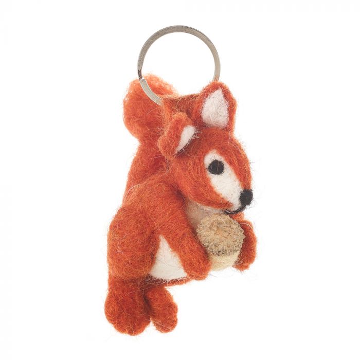 Handmade Fair trade Needle Felt Squirrel Keyring